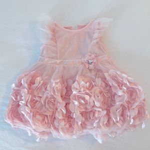LIKE NEW—Nannette Baby Pink Lace Flower Dress (6-9M)